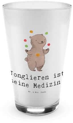 Mr. & Mrs. Panda Glas Bär Jonglieren - Geschenk, Longdrink, Modern, Artistik, Jongleur, Wein, Personalisiertes, Klassisch, Zirkus, Mit Namen