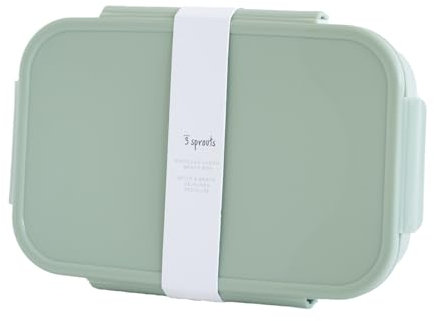 3 Sprouts - Bento Box für Kinder – Brotdose mit Fächern, Lunchbox für Schule und Kindergarten - Box aus recyceltem Kunststoff für Kinder - Grün