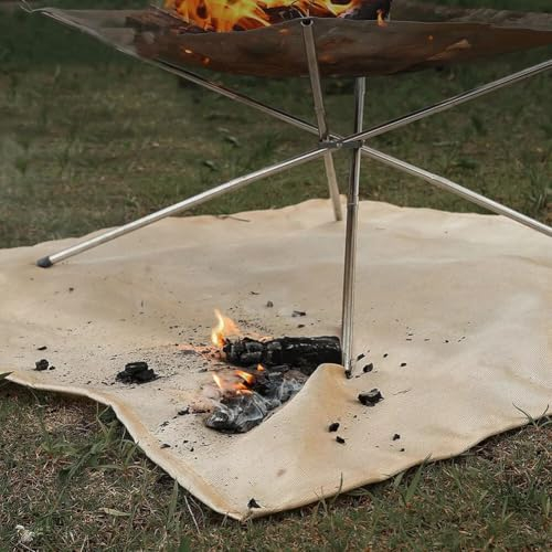 Camping Feuerfestes Tuch, BBQ Feuerfeste Glasmatte, schwer entflammbare Schutzmatte, hitzebeständige Grillmatte, Bodenschutz-Teppich, feuerfeste Heizmatte (100 x 80 cm)