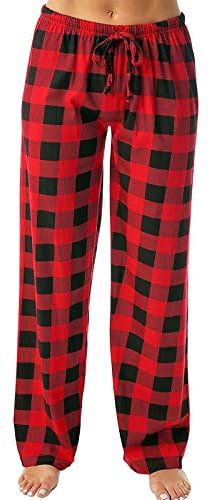 HSUAYEUD Karierte Hose Damen Damen Pyjamahose Comfy Pj Bottom mit Taschen Stretch Plaid Sleepwear L