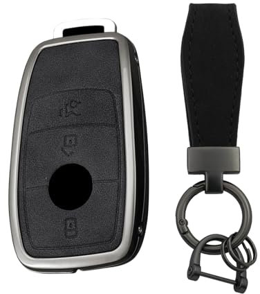 TECART Autoschlüssel Hülle Schlüsselhülle Leder Passt für Mercedes Benz Klasse A B C S GLC GLE GLS W222 C217 A217 A238 W463 S205 C205 Schlüsselmäppchen Schlüsselschutz Schlüsselbox 3 Tasten Schwarz