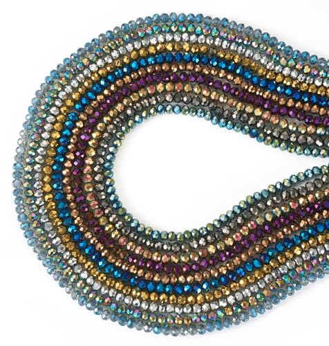Sparkeads - Lot de 1100 perles en verre à facettes rondes transparentes - Perles en cristal - Perles d'espacement de 4 mm - En vrac - Pour la fabrication de bijoux, bracelets, boucles d'oreilles