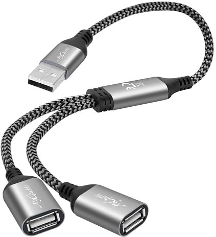 Mygatti USB Splitter Y Kabel 0.3 Meter, Typ A Stecker auf 2*Typ A Buchse, USB 2.0 verteiler Adapter, Dual Port Verlängerungs Hub, für Smartphone, Laptop, Tablet, PC, Auto, Xbox, USB LED Leuchten