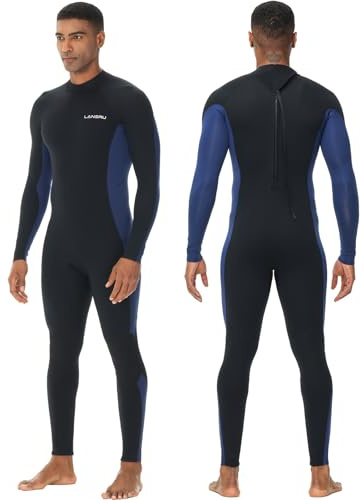 Lansru Men Wetsuit, 5/4mm SCR Neoprene Wetsuits for Men, UPF 50+(XL)