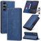 Jasonyu Funda para Samsung Galaxy S24 FE de piel sintética tipo cartera con tapa y tarjetero, soporte, cierre magnético, carcasa de TPU a prueba de golpes, color azul