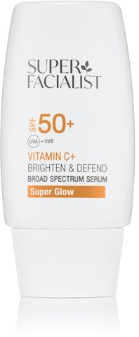 Super Facialist Vitamin C+ Brighten & Defend Serum – SPF 50+ Broad Spectrum Protection, Antioxidant Face Serum for Radiant, Even Skin Tone & Daily UV Defense, 30ml