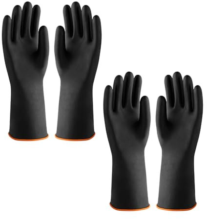 2 Pares De Guantes De Goma, Guantes Resistentes A Ácidos Y Álcalis, Guantes Impermeables, Guantes Resistentes A La Abrasión, Guantes De Trabajo