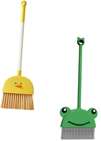 QUMIIRITY 2pcs Children's Broom Cute Broom Home Cleaning Tools Childrens Broom Role Play Long Handle Broom Cleaning Broom Housekeeping Broom Room Cleaning Broom Toys Pp