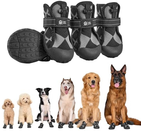 Arblina Hundeschuhe Outdoor, Hunde Schuhe Wasserdicht mit Verstellbarem Klettverschluss, Weicher Hundepfotenschutz für Kleine/Mittlere/Große Hunde, Atmungsaktive HundeSchuhe für Verletzte Pfoten