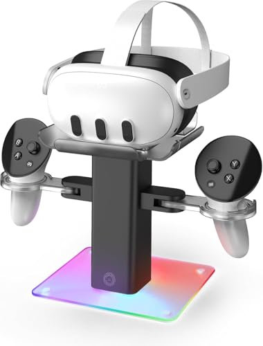 TicEaik Charging Dock for Meta Quest 3S/ 3/2 Accessories,Charger Station Stand with LED/RGB Light, Controllers and VR Accessories, Type C Charging Port