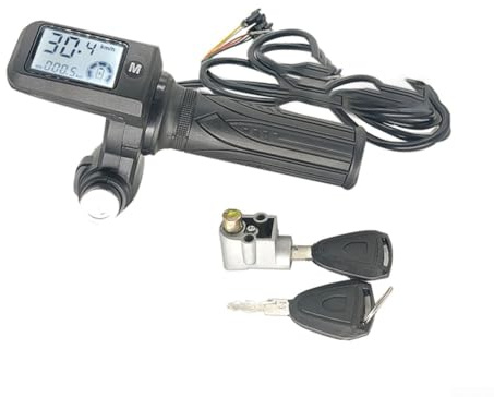 HEBEOT 1 impugnatura per acceleratore LCD EBike Speed Governing, 48 V, per bici elettrica, con display LCD, cavo da 170 cm con 2 chiavi (schermo quadrato E 2)