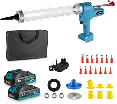 Yofidra Electric Caulking Gun, Cordless Caulk Gun with 2× 2.0AH Batteries & Charger, 6 Speed Brushless Silicone Gun, 5000N Force Sealant Gun for Soft/Hard Cartridges, DIY Filling Tool for Home Renovat