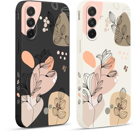 Pnakqil 2 stück Handyhülle für Samsung Galaxy A26 5G 6,64, Hülle Blumen Blätter Zeichnung Bemaltes Muster süß Ästhetik Silikon Schutzhülle Tasche Schön Mädchen Kameraschutz Stoßfeste Case