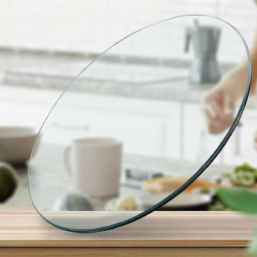 YUEKOPOU Esstisch aus gehärtetem Glas.Couchtisch mit Glasti Round Tempered Glass Table Top Thickness for Dining & Coffee Tables, DIY Glass Table Tops(65CM(26INCH))