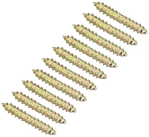 12Pcs Hanger Bolts, M4x25mm Double Ended Self-Tapping Thread Wood to Wood Dowel Screws, Double Ended Dowel Screws (M5x50)