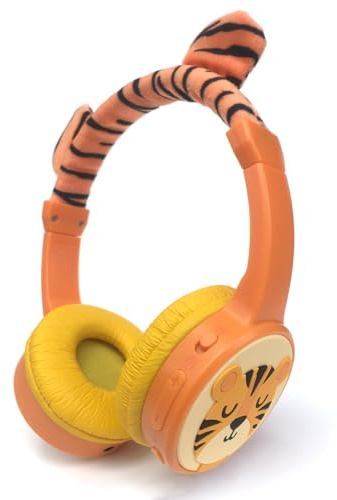 JBUNION Bluetooth Kopfhörer Kinder, Kinder Kopfhörer mit Kabel, Mikrofon, 85dB Lautstärkebegrenzung, 3.5mm Jack, Audio-Sharing, Tiger Over Ear Jungen Mädchen Headset für Tablet/Reisen
