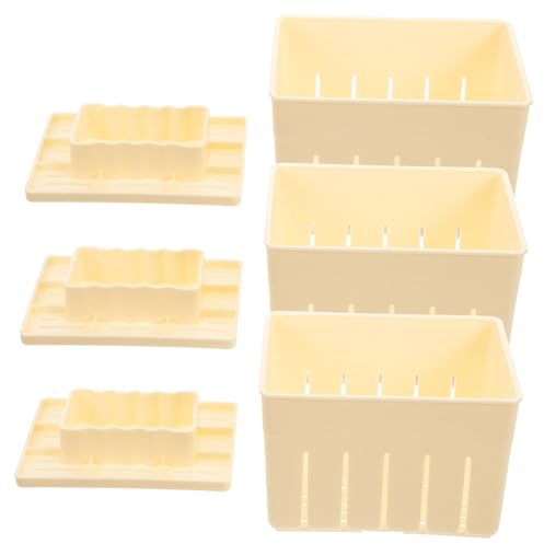 Prensa 3 Juegos de Plástico con Tapa, para Hacer Queso Casera | Molde y Fácil de Desmoldar, Interior Liso Herramienta, para Hacer Tofu para Hacer Queso Fresco