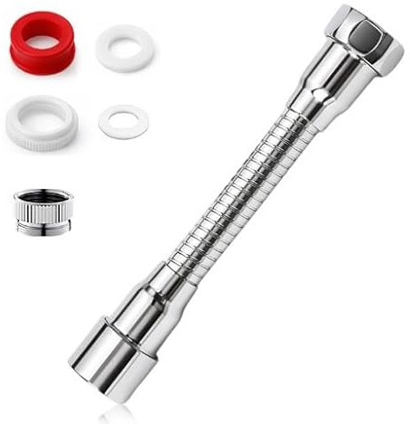 GILWUMO 1 Prolunga per Rubinetto Rotante a 360°, Accessorio per Rubinetto Risparmio Idrico, Finitura Lucida, Acciaio Inossidabile