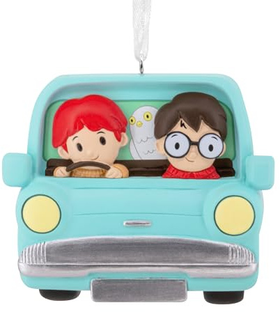 Hallmark Harry Potter Hanging Ornament, Ron & Harry in Flying Car, Blue | Keepsake Design, Durable Resin Construction, Easy to Hang with Included Ribbon, Compact Size H7.2cm by W7cm by D1.9cm