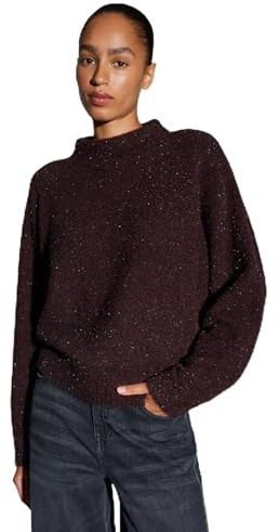 OPUS Damen Pullover | POSMIC Regular Strickpullover mit Glanz Effekt Dark Grape, 38