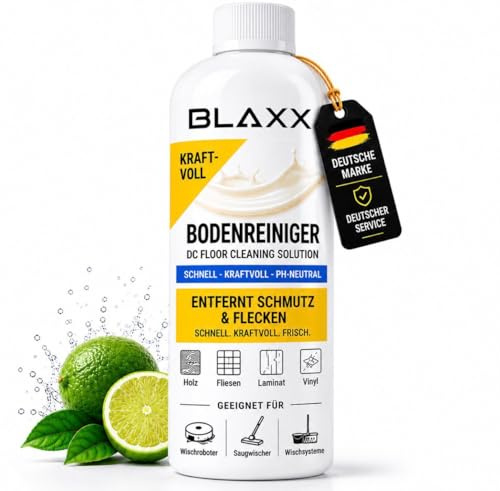 BLAXX Bodenreiniger für Saugwischer, Wischroboter & als Reiniger für Nasssauger | Kraftvoller Fliesenreiniger & Parkettreiniger für versiegelte Hartböden | Konzentrat Schaumarm | 236 ml