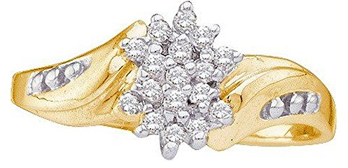0,12 Karat (ctw) 10 K Gelb Gold Rund Diamant Damen Braut Bypass Cluster Versprechen Ring