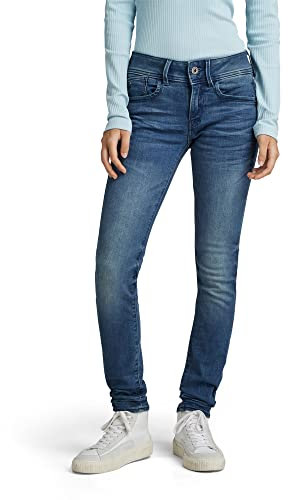G-STAR Women's Lynn Mid Waist Skinny Jeans Jeans, Blue (Medium Aged 60885-6550-071), 31W / 30L
