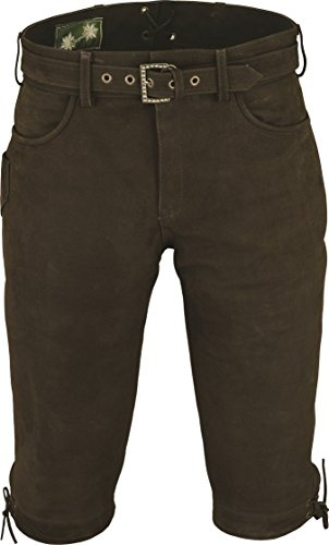 Kniebundhose Leder Nubuk-Fuente Jagdhose- Trachtenlederhose Herren- Damen Kniebundlederhose -Trachten Lederhose mit Gürtel in Braun, Camel, Grün, Grau, Trachtenhose Knielang
