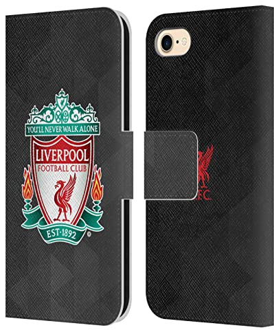 Head Case Designs Officially Licensed Liverpool Football Club Black Geometric 1 Crest 1 Leather Wallet Case Compatible With Apple iPhone 7/8 / SE 2020 & 2022