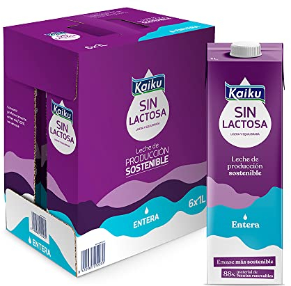 Kaiku- Leche Entero, Sin Lactosa - 6 x 1000 ml