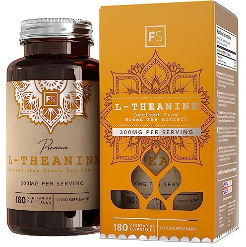 FS Teanina | 90 Capsule di L Teanina da Tè Verde - 300mg di L Theanine per Dose | L-Teanina ad Alta Potenza | Non-OGM, Senza Glutine e Allergeni | Prodotto nel Regno Unito