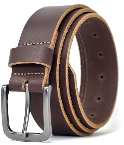 Ashford Ridge England Mens Fashion 34mm (1.25) Real Leather Trouser Belt - Brown 5XL