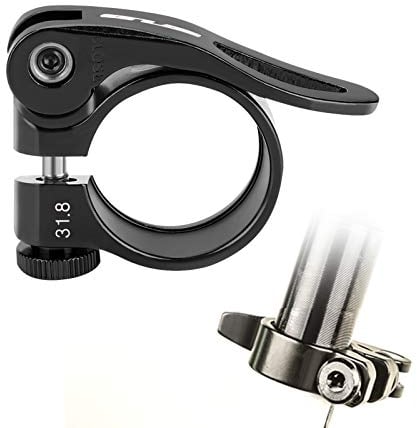 Bike Seat Post Clamp, 31.8mm Aluminium Alloy Bicycle Quick Release Seatpost Collar(Black)