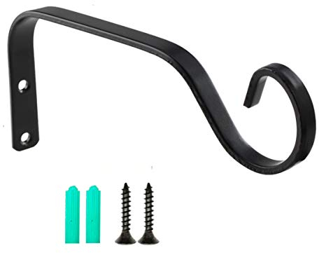 HH-LIFE 1 Stücke Schwarz Metall-Wandhaken Pflanzenhalterung Eisen Wandhaken Blumenampel Wandhalter Haken 18 cm zum Aufhängen von Pflanzer Vogelhäuschen Laterne Windspiele Wandleuchter