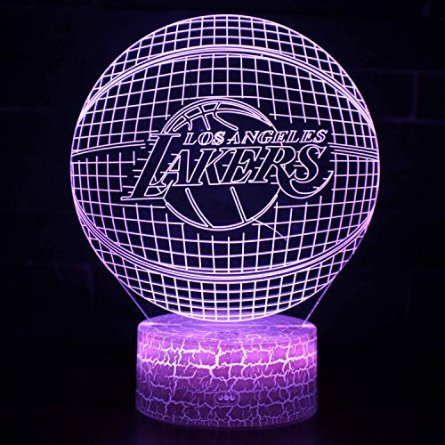 Goldmik Basketball Lamps 3D Optical Illusion Night Light with 7 Colors Table Lamp for Lakers Fans Gfit (Lakers)