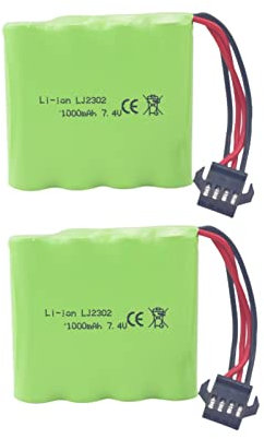 ZYGY 2pcs 7.4V 1000mah Batterie au Lithium pour Voiture DE36W DE65 NO.1809 RC 1:16 véhicule Tout-Terrain à Quatre Roues motrices à Grande Vitesse d'escalade dérive Batterie de Rechange
