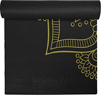 VirtuFit Premium Yogamat - 183 x 61 x 0,4 cm - Onyx Schwarz Mandala