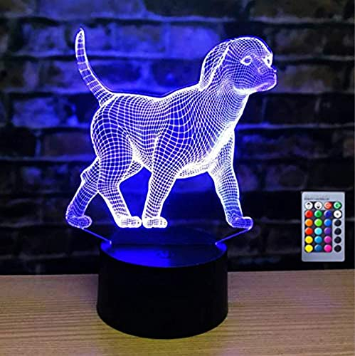 Jinson well 3D Hund Lampe optische Illusion Nachtlicht, 7 Farbwechsel Tisch Schreibtisch Dekoration Lampen Acryl USB Spielzeug