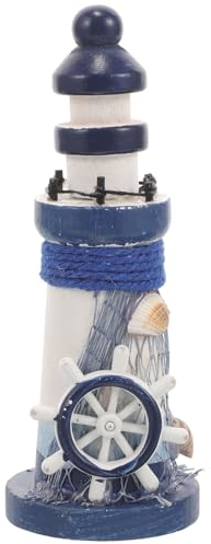Garneck Leuchtturm Deko Mediterrane Dekoration Leuchtturm Statue Mini Holzdeko Mittelmeer Deko für Wohnzimmer Tischdeko Nautische Mediterranen Stil Ornament Weihnachten Geschenke