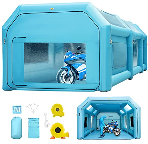 VEVOR Cabine Peinture Gonflable 6x3x2,5 m Tente Tunnel Pulvérisation Garage Tissu Oxford 210D PVC Souffleur Gonflage 680W Souffleur Ventilation 330W Tente pour Mécaniciens Automobile Pièces de Voiture