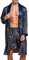 Herren Satin Bademantel, Leichter Seiden Langarm Bademantel mit Shorts Set, Spa Kimono Nachtwäsche (Blau mit Golden, XL)