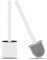 Silicone Toilet Brush and Holder Bathroom Set, TPR None Slip Long Plastic Handle and Soft Flexible Silicone Bristles, Includes Anti-drip Base Holder (White)