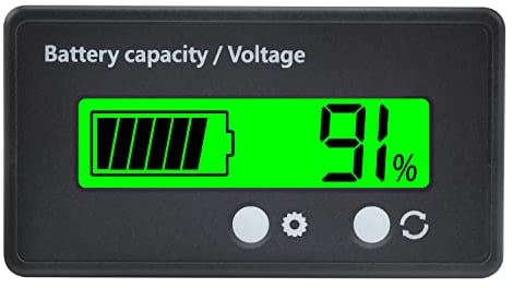 VOKTTA Batteria capacità Monitor Gauge Meter 12V 24V 36V 48V 72V 84V anteriore Set chiave Display LCD retroilluminato Lead Acid Battery Status Indicator, batteria al litio capacità Tester (verde)