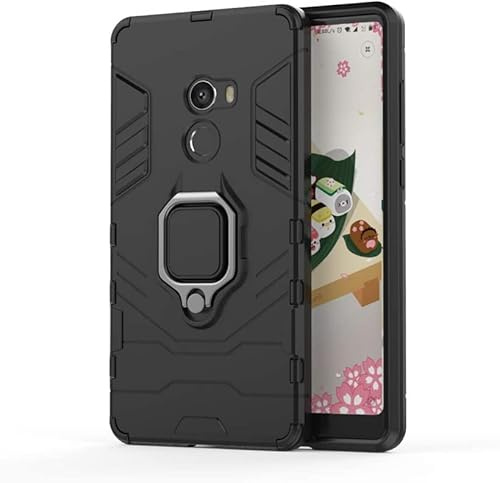 MUMOYAN Funda para Xiaomi Mi Mix 2, híbrida 2 en 1 TPU + policarbonato Bumper Absorción de Golpes 360° Rotating Stand, [Works with Magnetic Car Mount] Funda Protectora, Negro