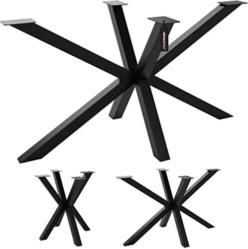 MetaloPro Spider Tischbeine Metall, Schwerlast Stahl Schreibtisch Beine, Tischkufen Schwarz, Bodenschoner, Langlebig Tischgestell für Moderne Couchtisch, Esstisch, Wohnzimmer – 140x70x72 cm