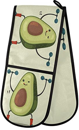 Double Oven Glove Cute Avocado Heat Resistant Double Ovens Mitt Modern Cooking Gloves Potholders