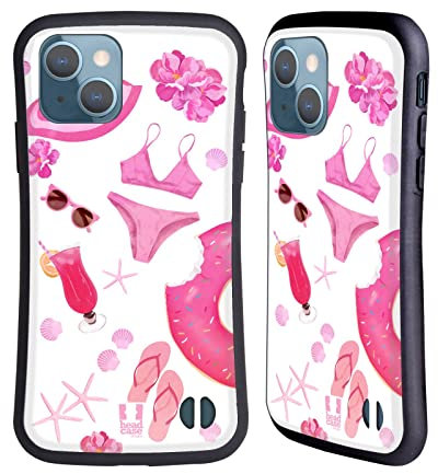 Head Case Designs Spiaggia Rosa Fucsia Cover Ibrida Compatibile con Apple iPhone 13