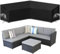 SIRUITON Garten V-Form Möbel Abdeckungen wasserdicht, 600D Oxford Stoff Outdoor Ecksofa Abdeckung, Garten Rattan Sofa Abdeckung mit wasserdichtem Klebeband (255x255x87cm)