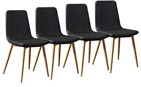 Chaises de Salle à Manger Nordiques Ensemble de 4 chaises de Cuisine Siège rembourré Confortable en Cuir PU avec Pieds en métal Robuste Tabouret de Bar pour Bureau, café, Salon (Couleur : No