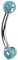 Paula & Fritz® UNIVERSAL Hantel-Stab Augenbrauen-Piercing Silber Synthetischer Stein Türkis Titan-IUM Grade 23 Kugel Mehrfarbig 1,2-mm Dicke Natur-Stein